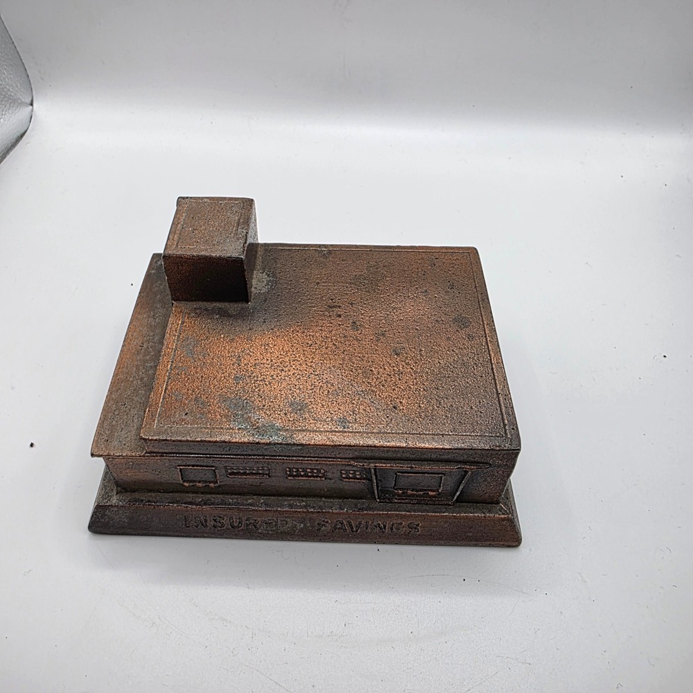 Vintage Banthrico 1st Federal La Porte Indiana Metal Building Coin Bank